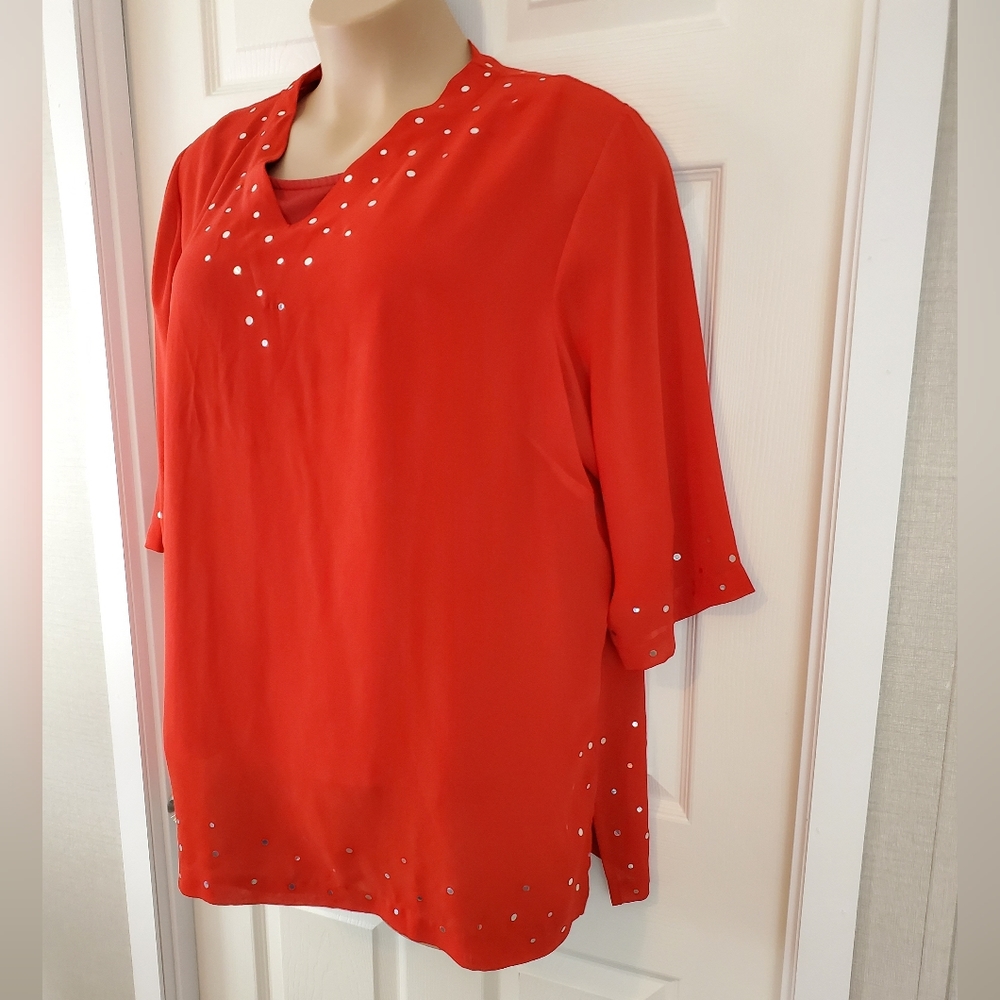 Air Dreams 2-Pc Semi-Sheer Blouse & Tank - Picture 3 of 16